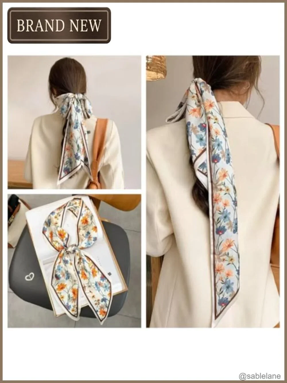 Silk Feeling Satin Head Scarf Women Fashion Square Long Scarves + Gifts